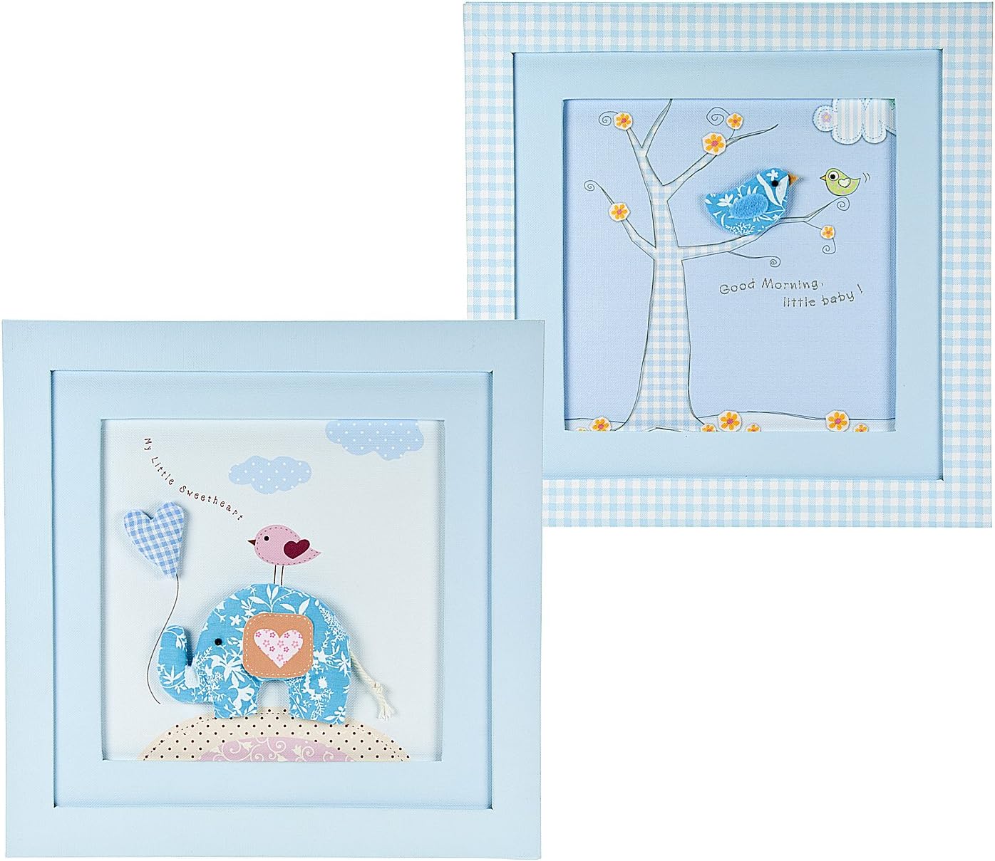 Mousehouse GiftsSet of Two Baby Blue Wall Hanging Pictures ideal for Boy's Nursery Decoration