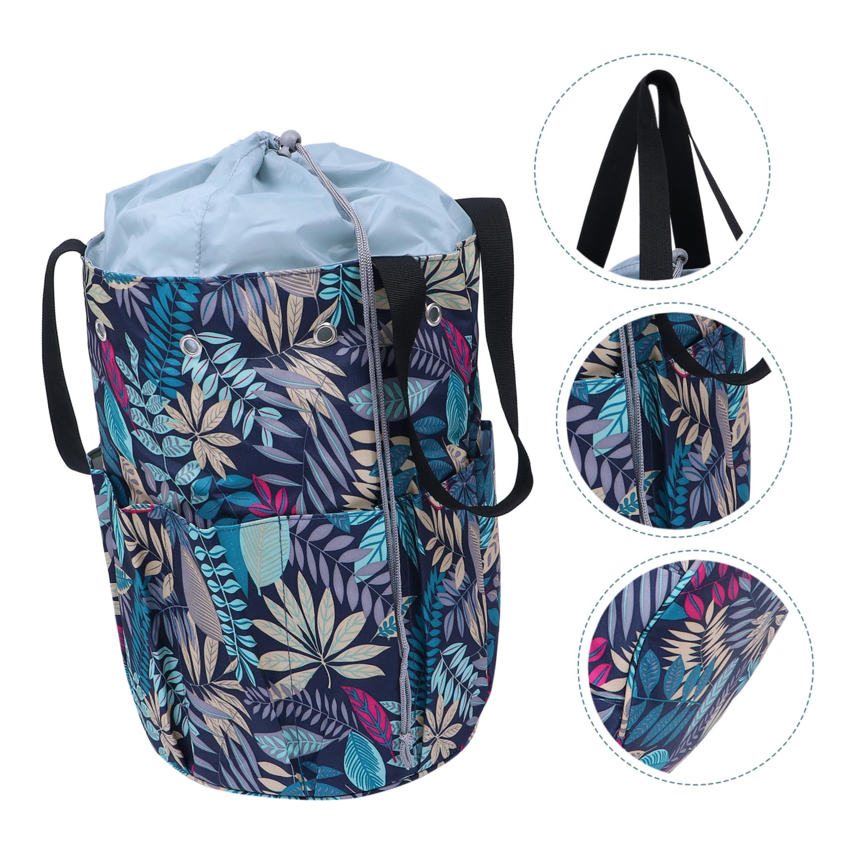 Multifunktionale Oxford Aufbewahrungstasche mit Modischem Blätterdesign Praktischer Wollgarn Organizer Tote Bag für Stricknadeln Häkelnadeln und Handarbeitszubehör