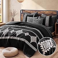 Vista 20 de MaiRêve - Juego de edredón de tamaño completo con bordado, juego de ropa de cama estilo granja occidental boho de 7 piezas, juego de edredón