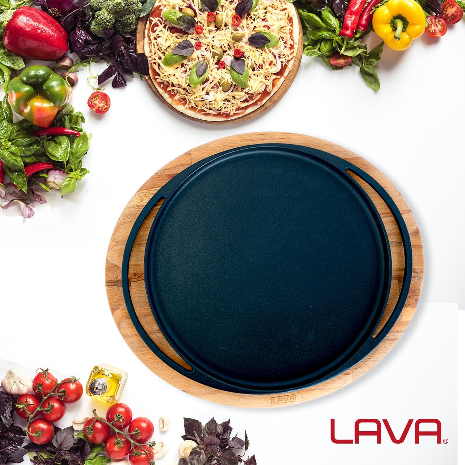 Lava Döküm Pizza/Krep/Pankek Tavası, Ahşap Altlıklı - LV AS 120 - LV AS 133