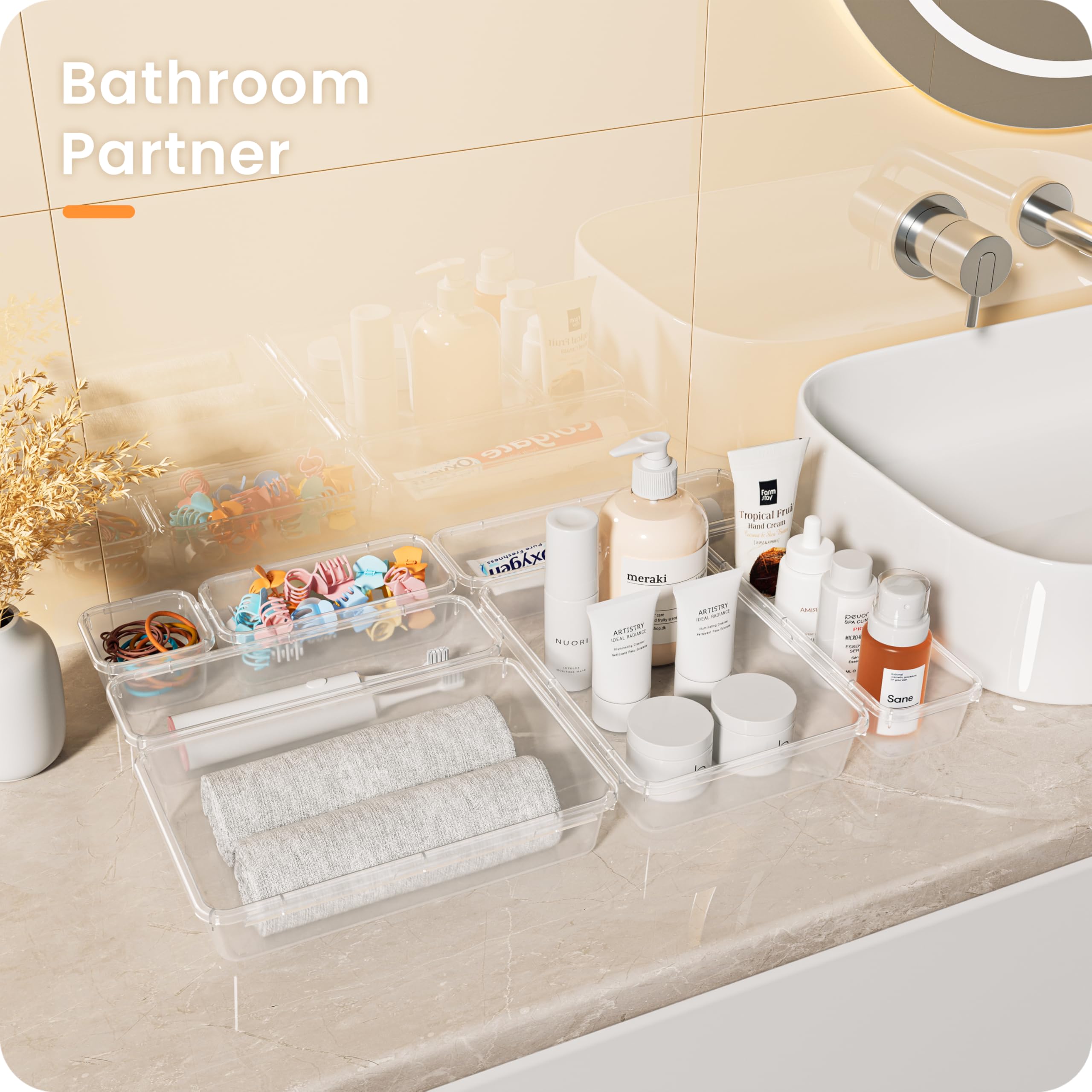 A-LuGei 15 organizer per il trucco, organizzatore per il bagno e lo stoccaggio, in plastica, per l'ufficio Vanity