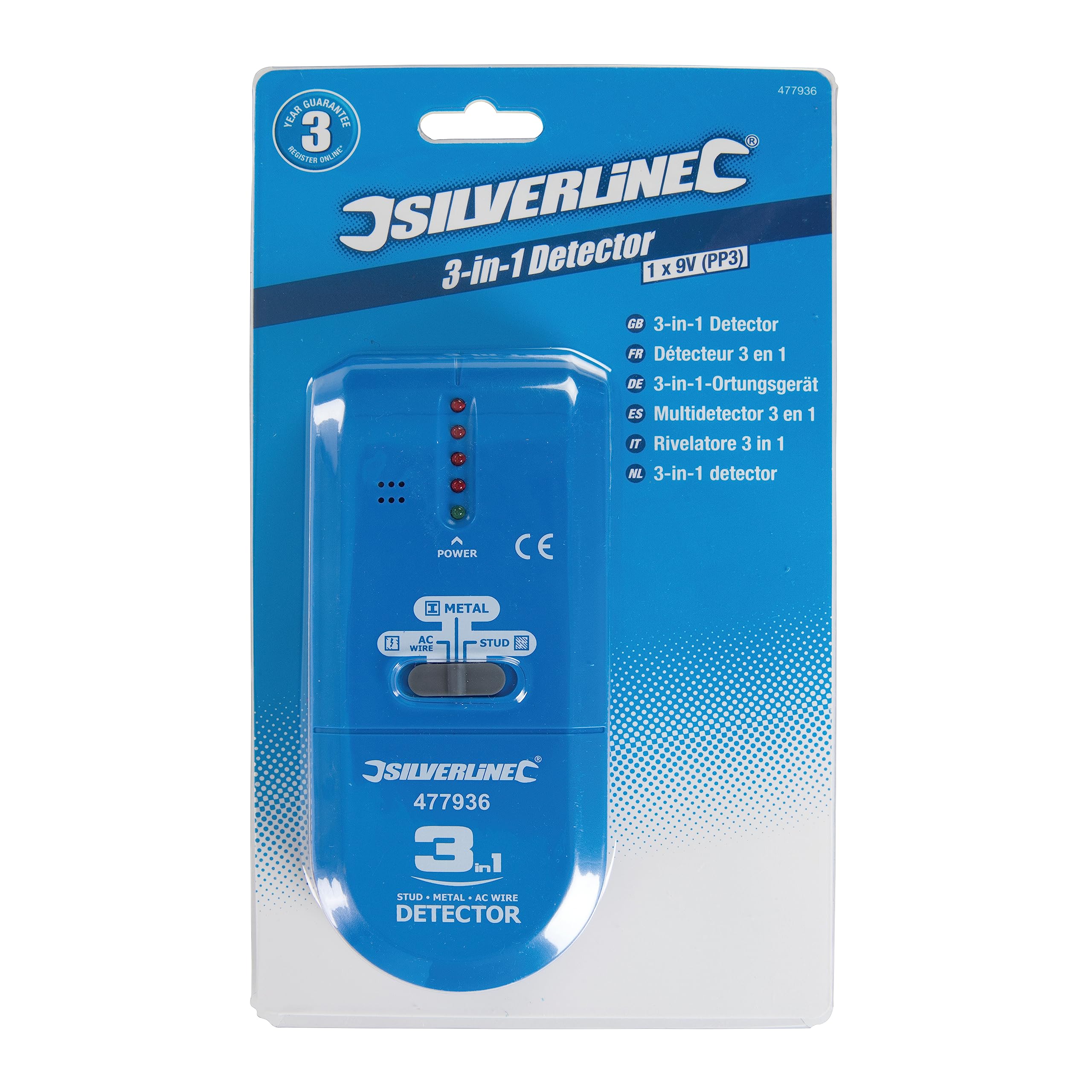 Silverline 477936 Kompaktes 3-in-1-Ortungsgerät 1 Stck. 9-V-Batterie (PP3)