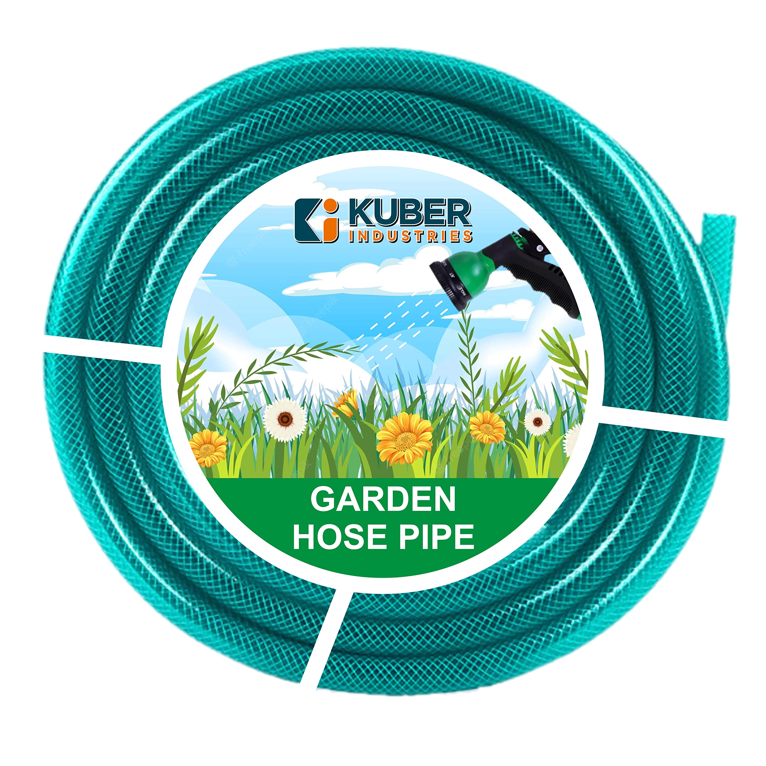 Kuber Industries Basic PVC with Nylon Braided Water Pipe 10 Meter | Water Pipe for Garden, Car & Pet Cleaning | Easy to Use, & Leak Proof Hose Pipe | Green