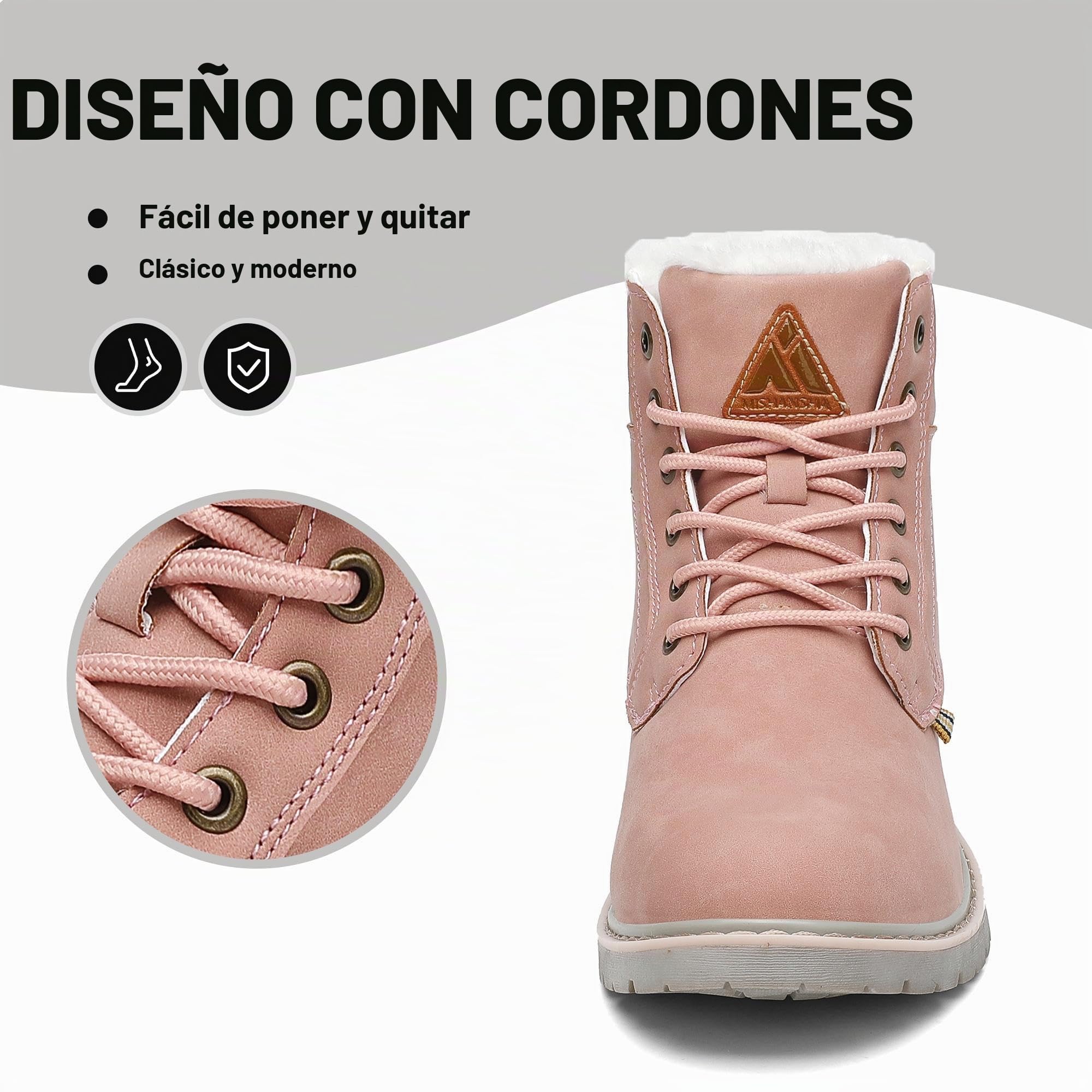 Mishansha Botas de Nieve Hombre Mujer Invierno Rosa Gr.37