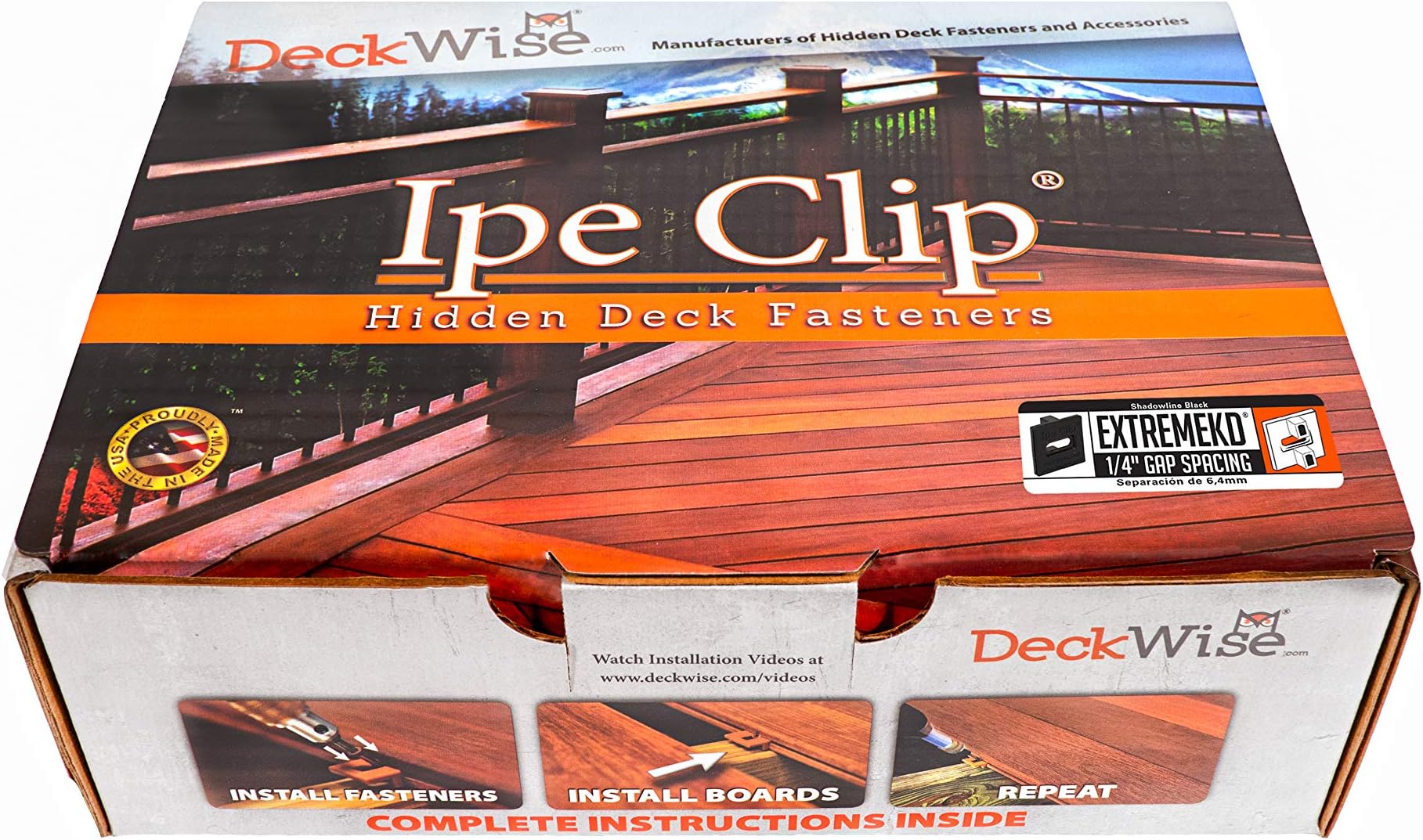 DeckWise (Black) Ipe Clip EXTREMEKD Hidden Deck Fasteners, 1/4" Spacing, Stainless Steel Black #8x2 Trim-Head Screws for 100 Sq. Ft. of KD Hardwood, Thermal or Composite Decks (175 ct. Kit)