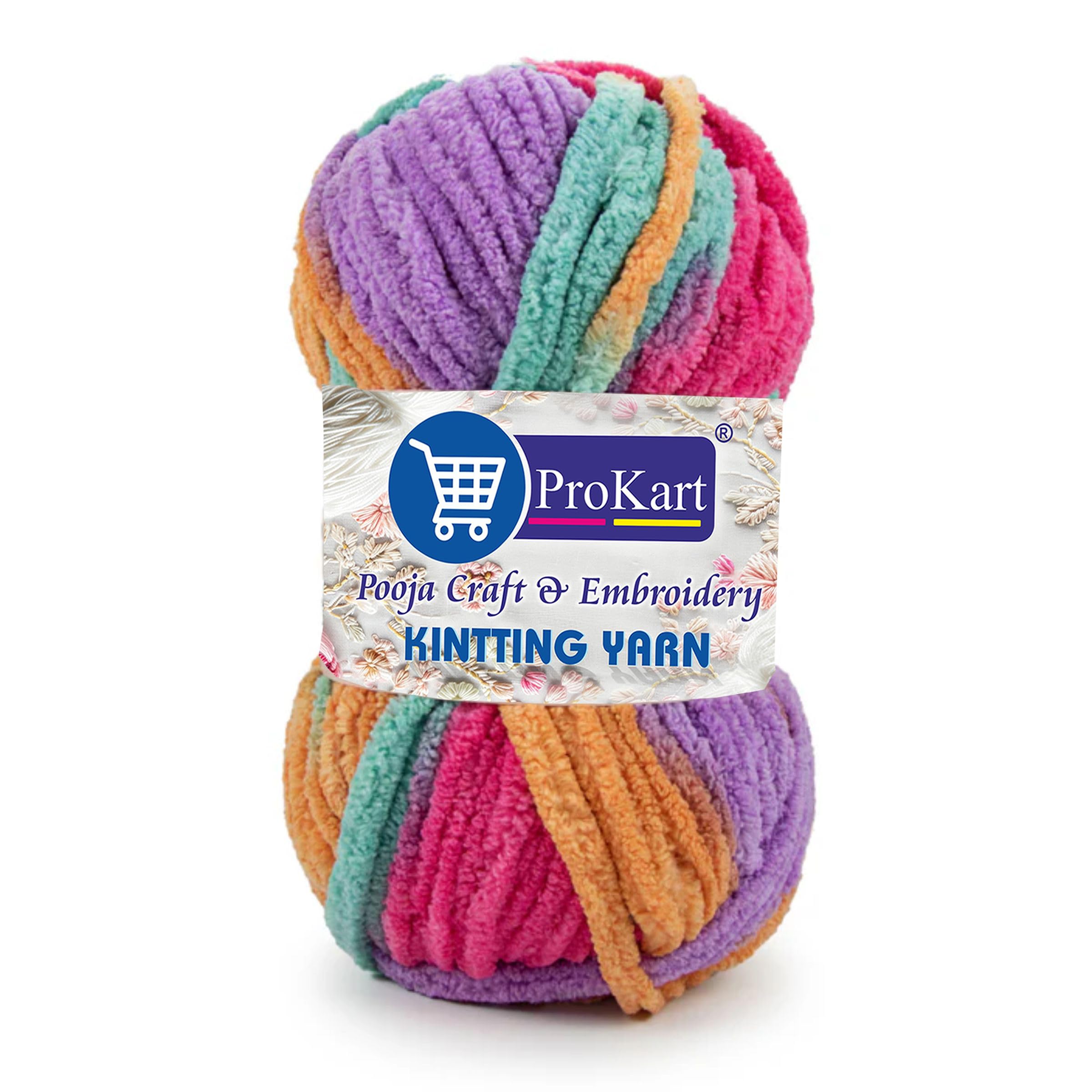 ProKart Blanket Yarn Supersoft Knitting Wool Ball | Plush & Cuddly, Chenille Yarn | (1 Ball/100 Gram Each) | Multi Colour Hand Knitting and Crocheting Yarn Ball Suitable for Craft, Sweaters, Babywear, Baby Blankets (Multicolor- MLB0010, Pack of 2)