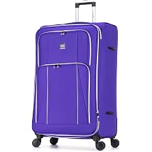 Skylark Extra Large 32  Lightweight Softshell Expandable Suitcase, Integrated Combination Lock, 4 Wheels Check in Luggage for 30kg Purple, 162 litres