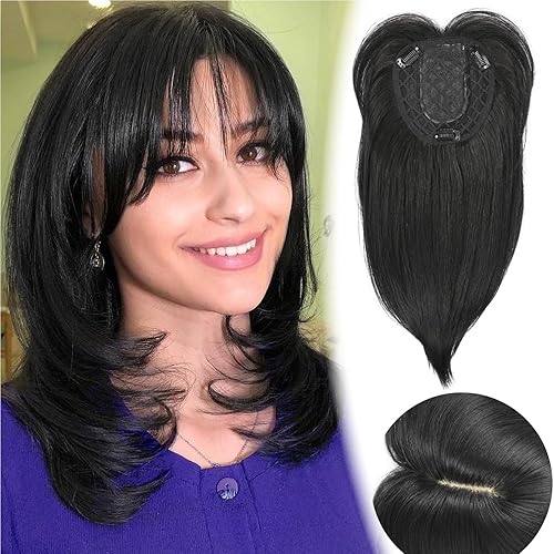 Adancyler Extensiones de cabello sintético con clip para mujer, ligeras y transpirables (14 pulgadas, marrón oscuro)