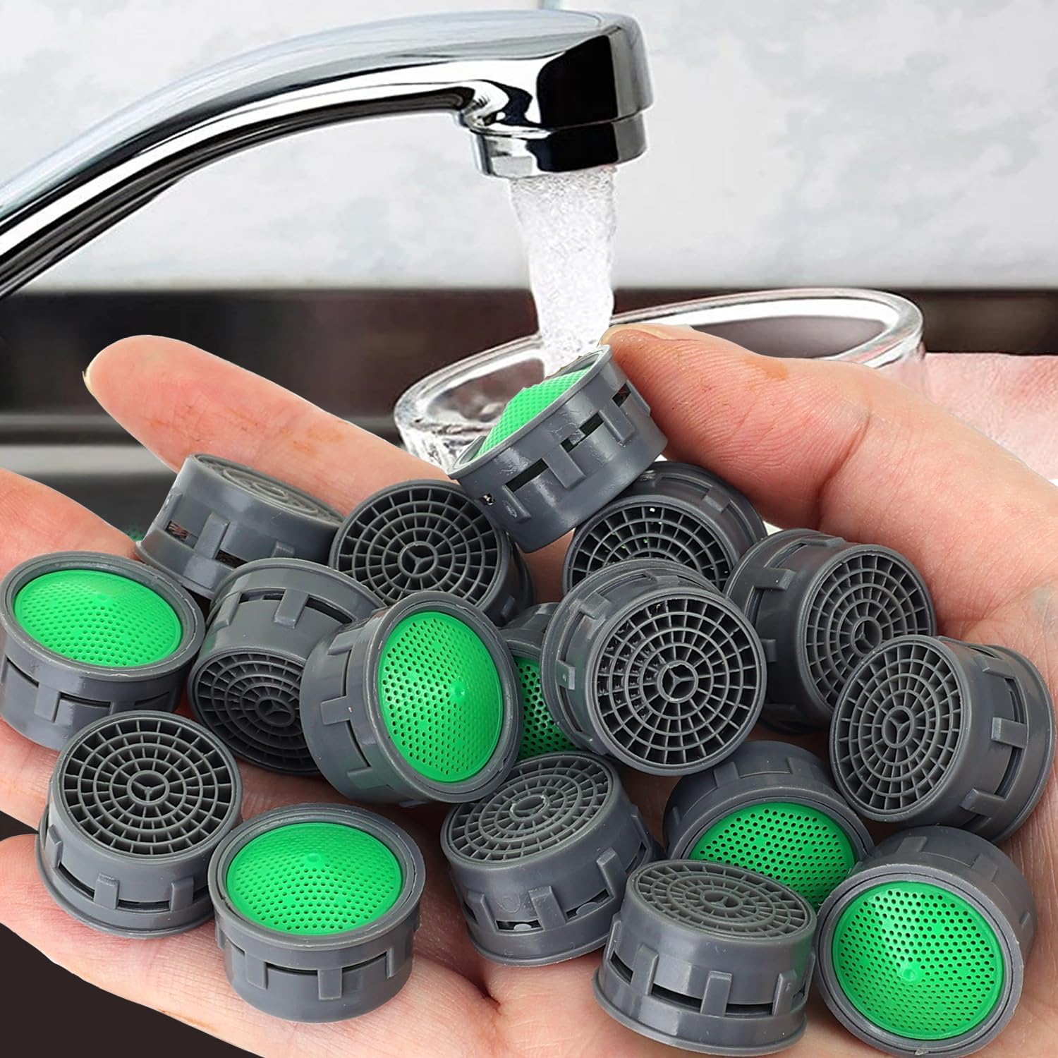 5pcs Splash-Free Faucet Aerators Water-Saving Tap Nozzles Plastic Bubbler Spout Nets Household Bathroom Kitchen Tool,2 * 1.3cm