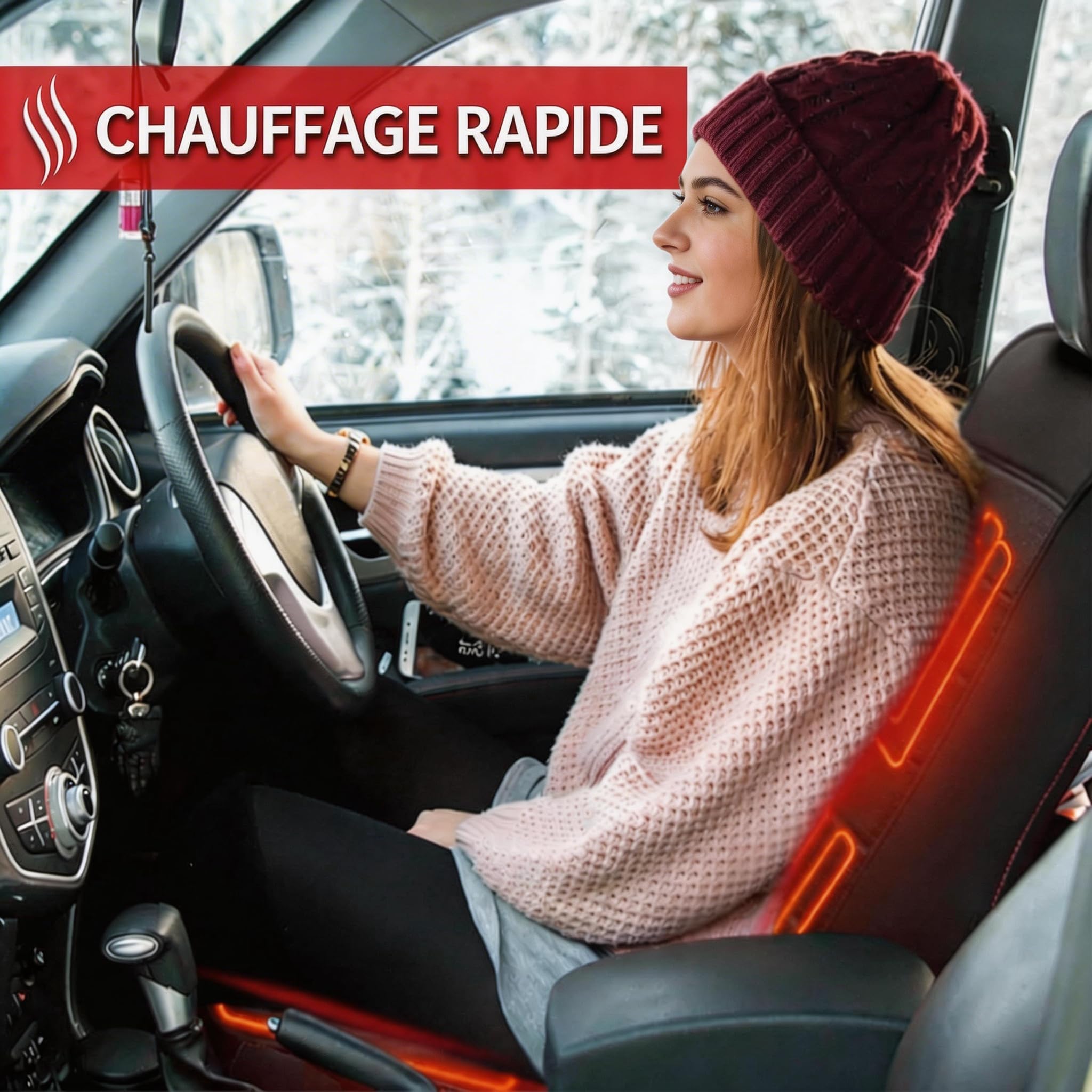 Lot de 2 Housses de siège de Voiture en Cuir synthétique imperméables, résistantes à l’Usure et Respirantes, universelles pour siège Avant de Voiture Citroen (pour Citroen C4 Cactus)