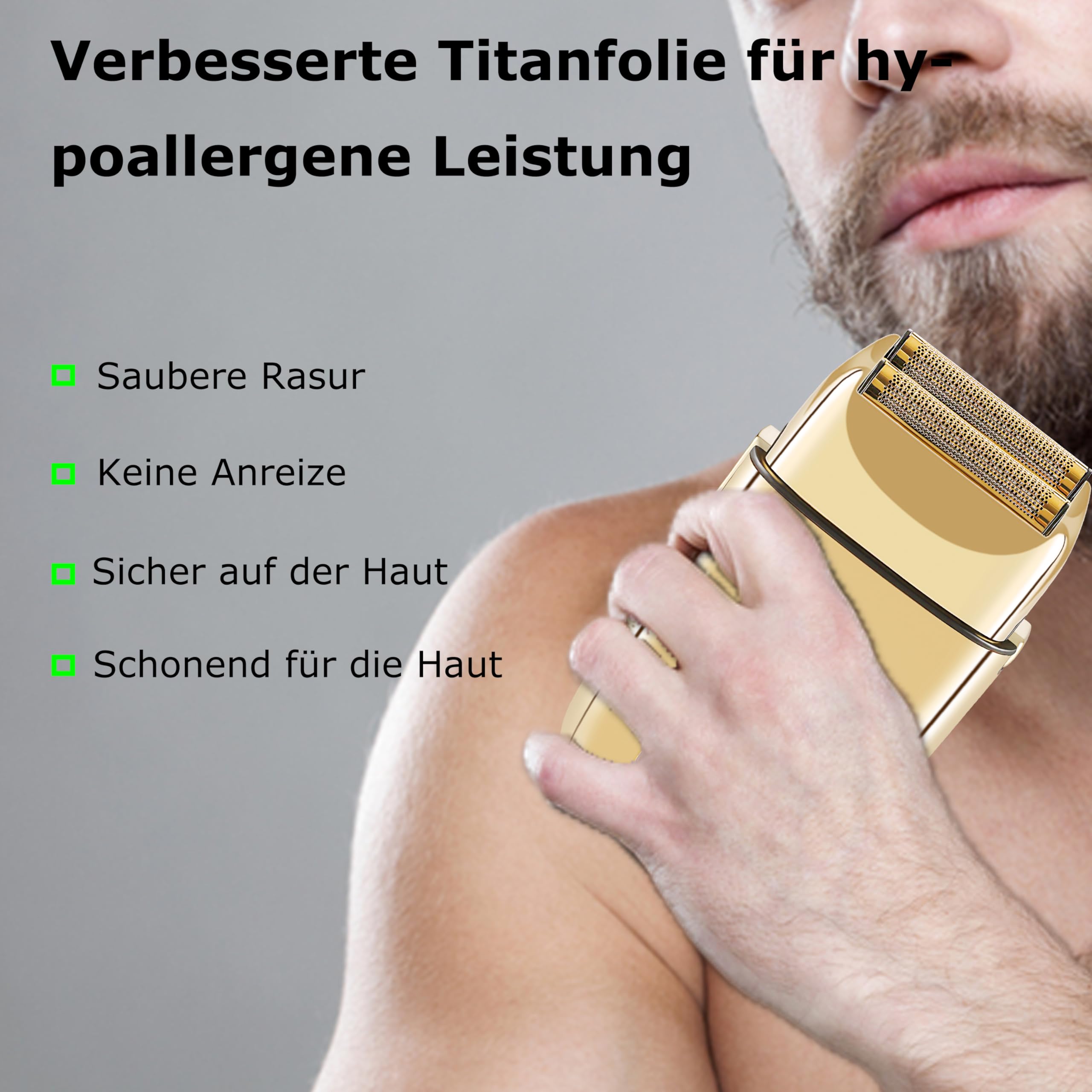 Kemei Elektrorasierer für Männer, Kabelloser Metall-Doppelfolienrasierer