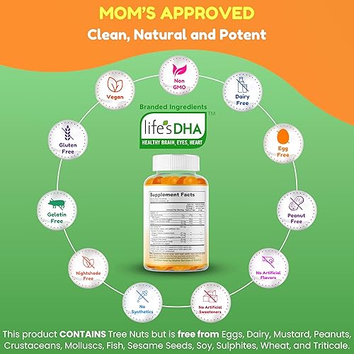 Miniatura 4 de Gomitas Omega 3 sin gelatina para niños con 30 porciones de DHA. Omega 3 a base de plantas para niños. Gomitas de DHA sin gluten y sin OMG. Gomitas