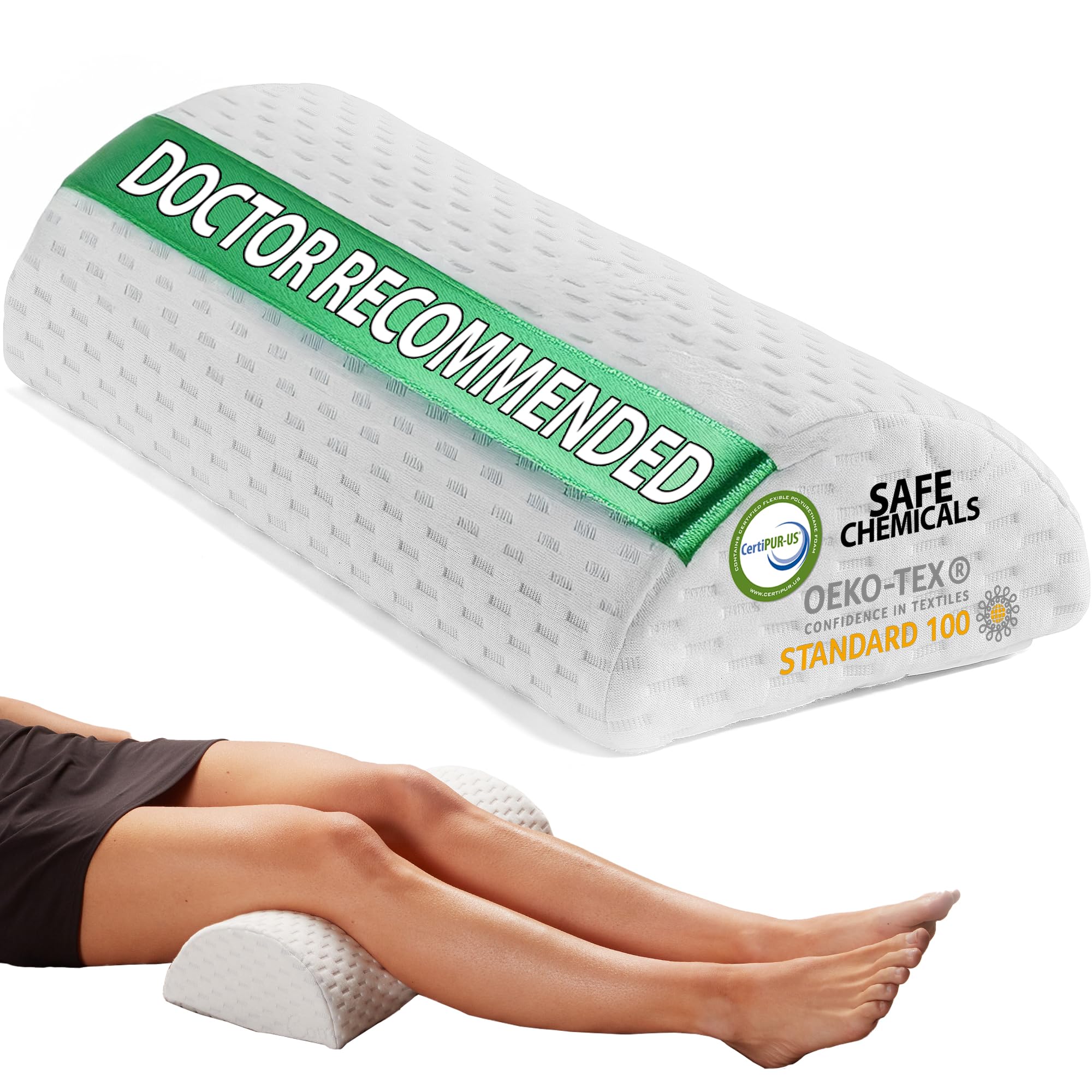 ComfiLife Bolster Pillow for Legs, Knees, Lower Back - 100% Memory Foam Half Moon Pillow - Semi Roll Pillow for Lower Back Pain Relief - Great as Under Knee Pillow, Leg Rest Pillow, Lumbar Pillow