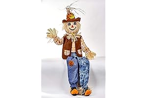 60" Life Size Harvest Sitting Scarecrow