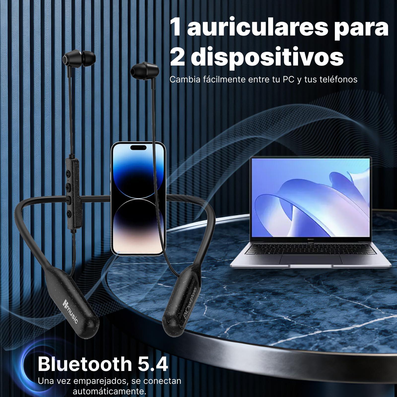 Hmusic H25 Diadema Cuello BT con 200hrs de Autonomía