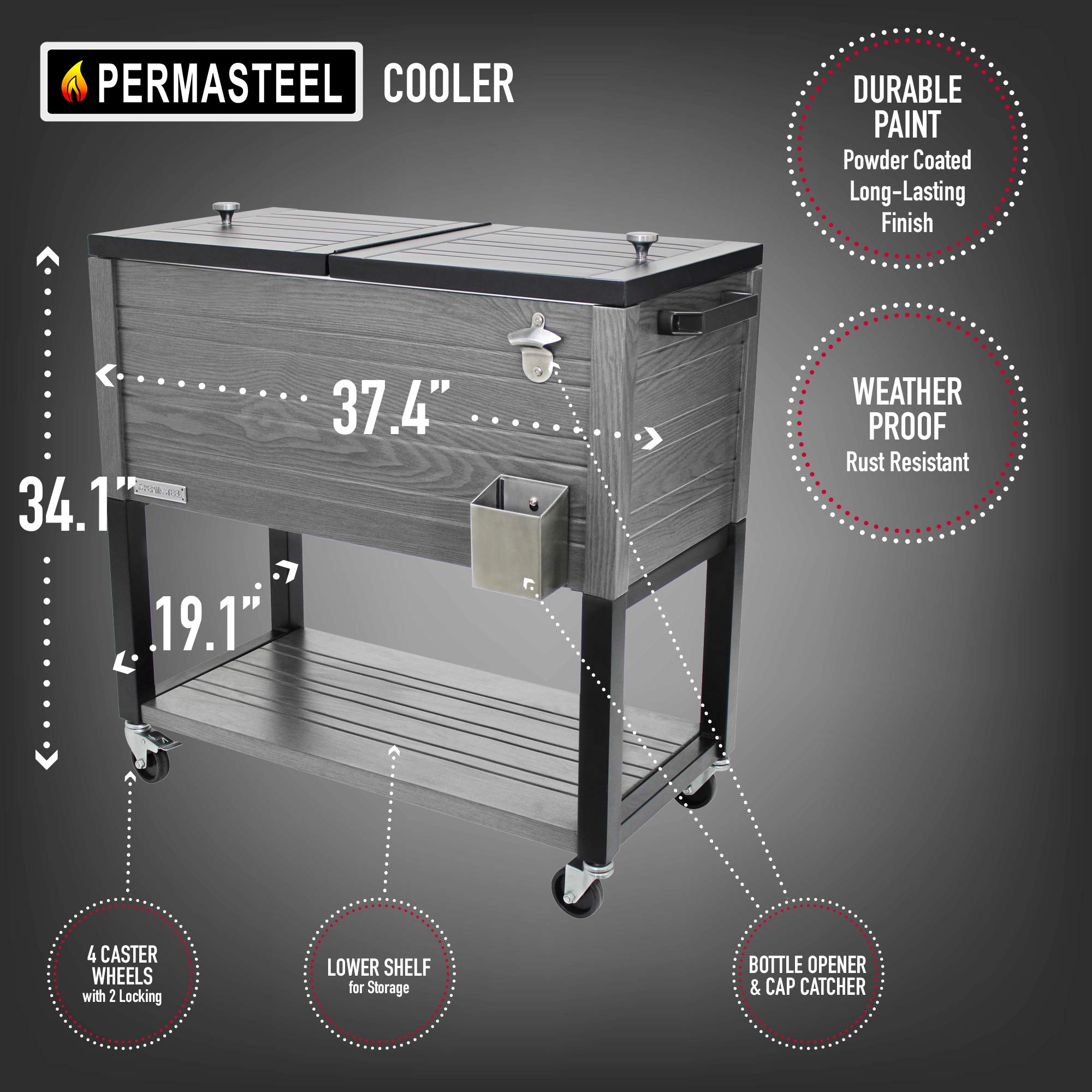 Buy Permasteel 80Quart Outdoor Patio Cooler with Wheels Beverage Rolling Cooler for Backyard