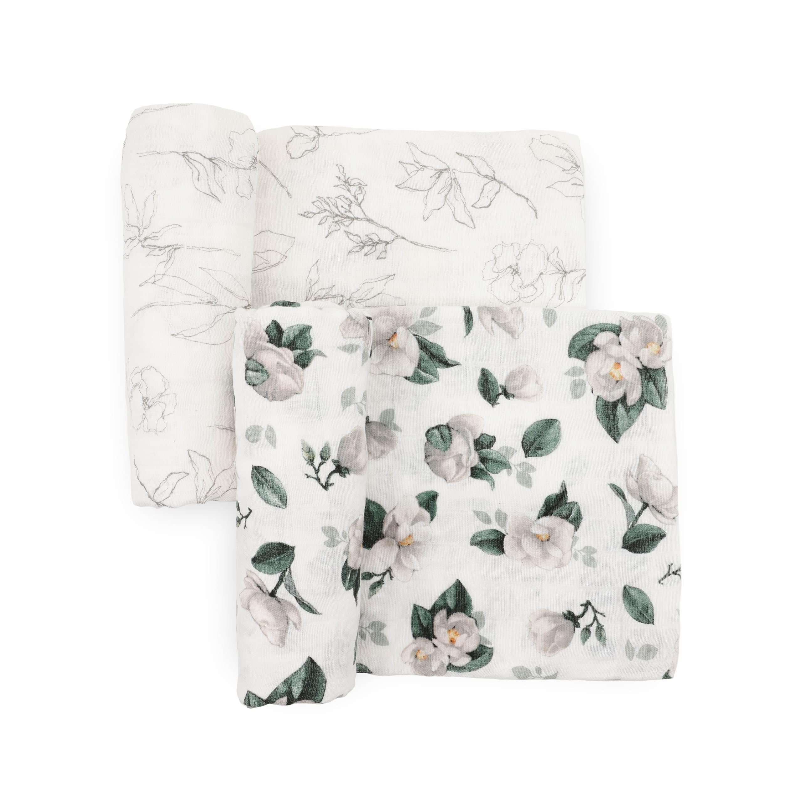 Little Unicorn 100% Certified Natural Organic Cotton Muslin Swaddle Blanket 2 Pack | Giftable Set of 2 swaddles (Magnolia)