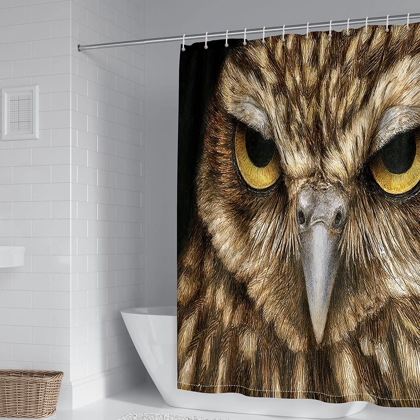 Rideau de douche polyester 180x200 anti moisissure hibou