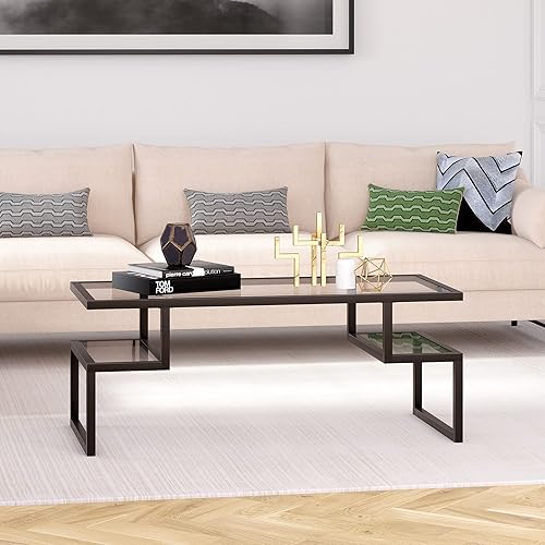 Zander 45'' Wide Rectangular Coffee Table in Blackened Bronze