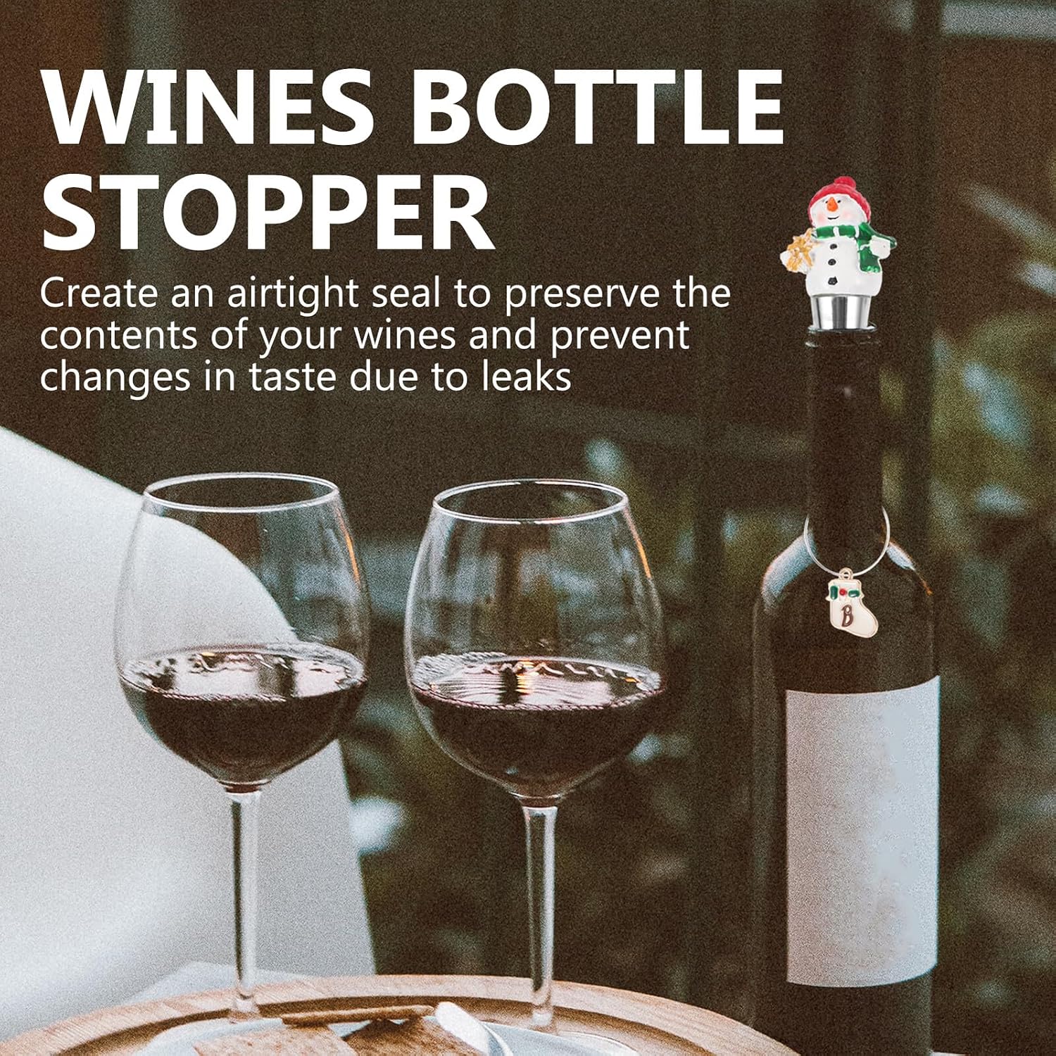 Xmas Metal Wine Stopper Resin and Metal White Leak Preventer