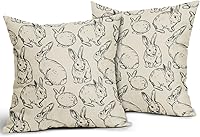 Vista 2 de Sweetshow Juego de 2 fundas de almohada de Pascua de 16 x 16 pulgadas, diseño de conejo negro con temática de Pascua, almohadas decorativas