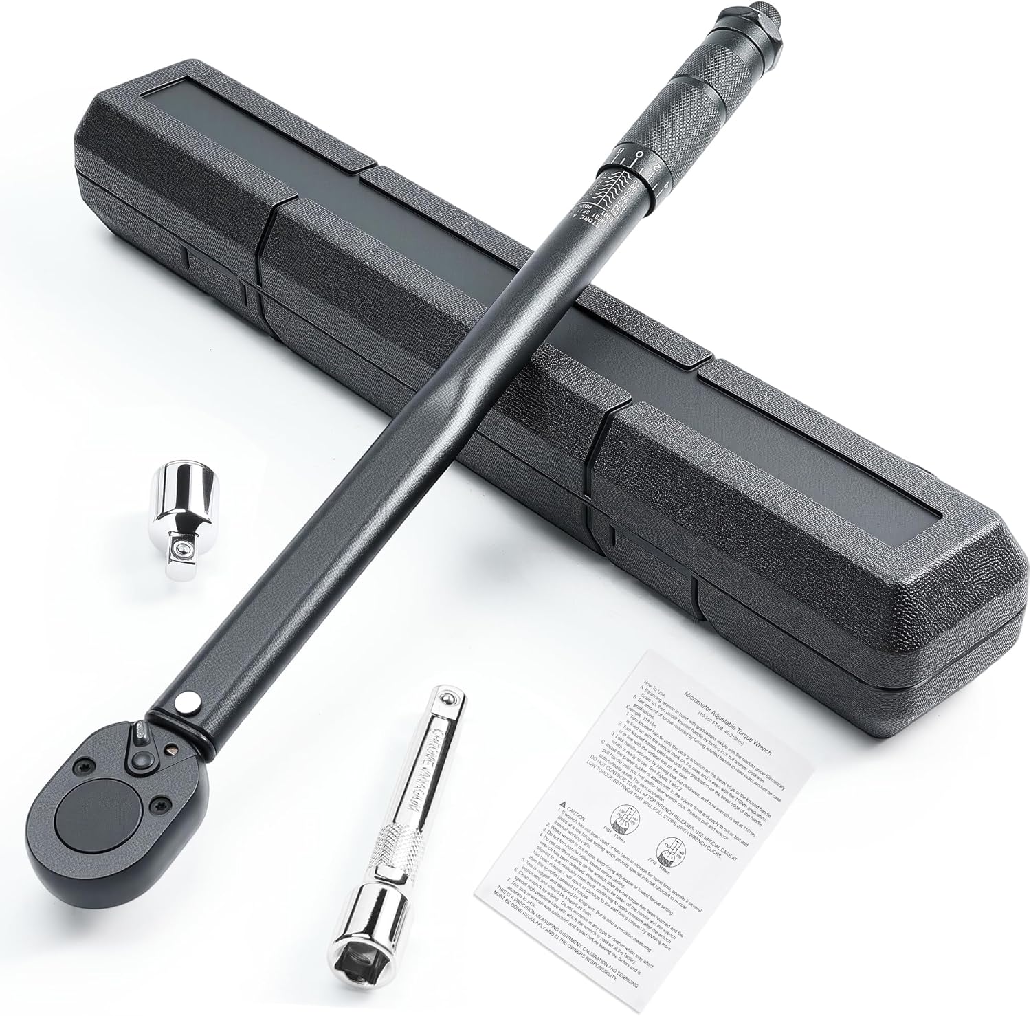 3/8 Drive Click Torque Wrench 10–80 Ft-Lb (13.6–108.5 Nm) – 3/8 Inch Torque Wrench for Car, Bike & Motorcycle Maintenance, Dual-Scale 72-Tooth Ratchet