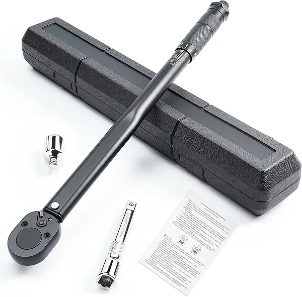KOOPOOL 1/2 Drive Click Torque Wrench, 10-150 ft/lb, 13.6-203.5 N/m, ±3% Precision Torque Wrench 1/2 Drive, 72 Tooth Dual Range Scales, Adjustable Torque Wrenchs