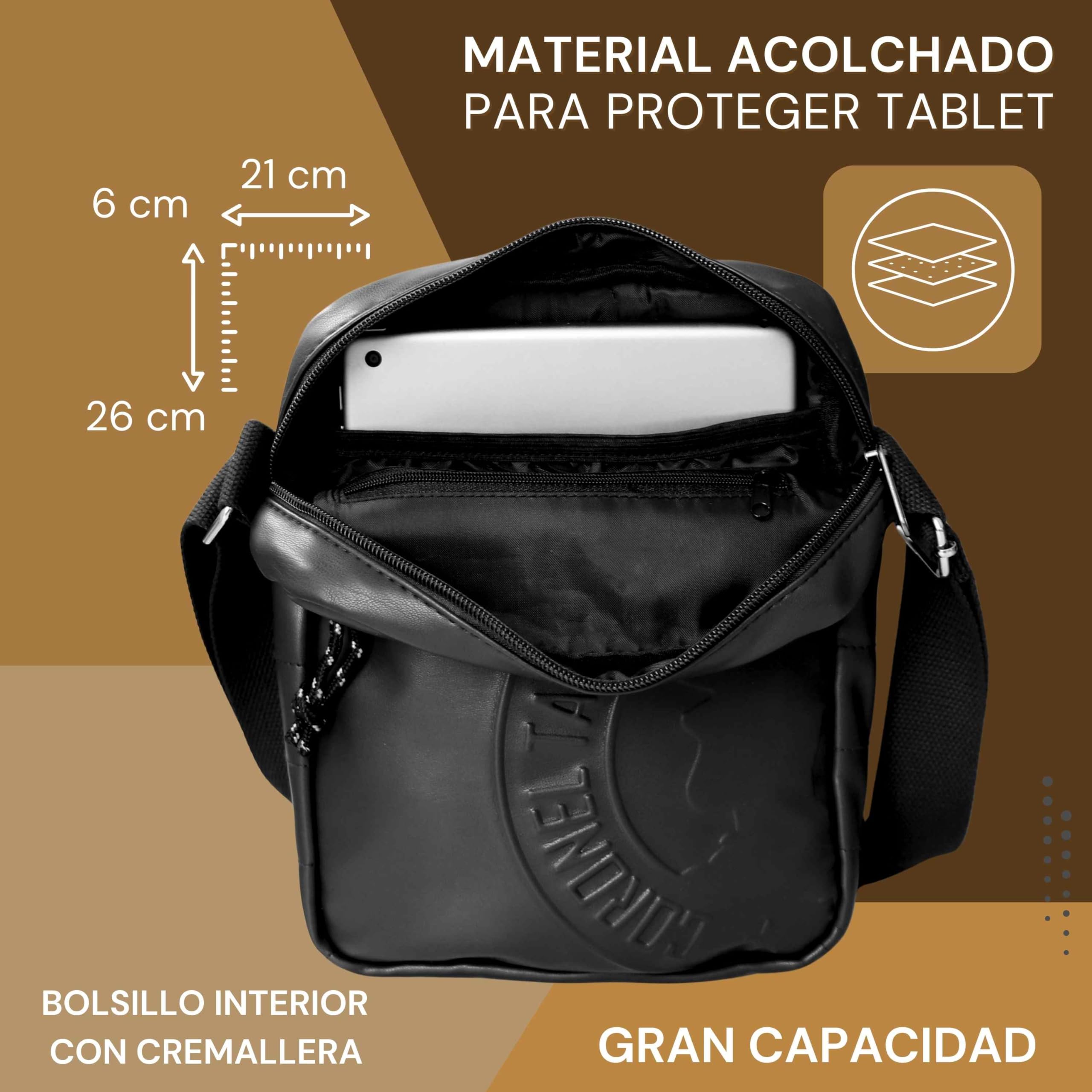 Coronel Tapioca - Bandoleras Hombre - Bolso Hombre - Bolso hombre bandolera - Bolso Bandolera hombre - Bandolera piel Grande hombre mariconera para uso diario, casual, viaje o negocios