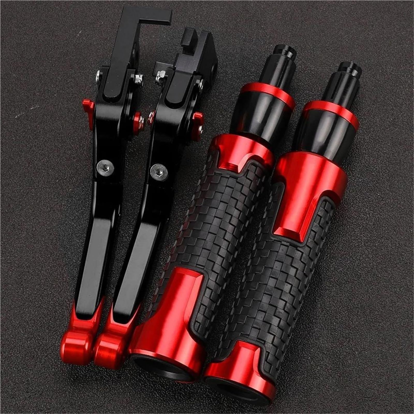 Tgvselpj Red 3 Motorcycle Part Motorcycle Foldable Adjustable Brake Clutch Levers Handlebar Grips Ends For Kawasaki Zrx1100 1200 1999-2007(Red 3)