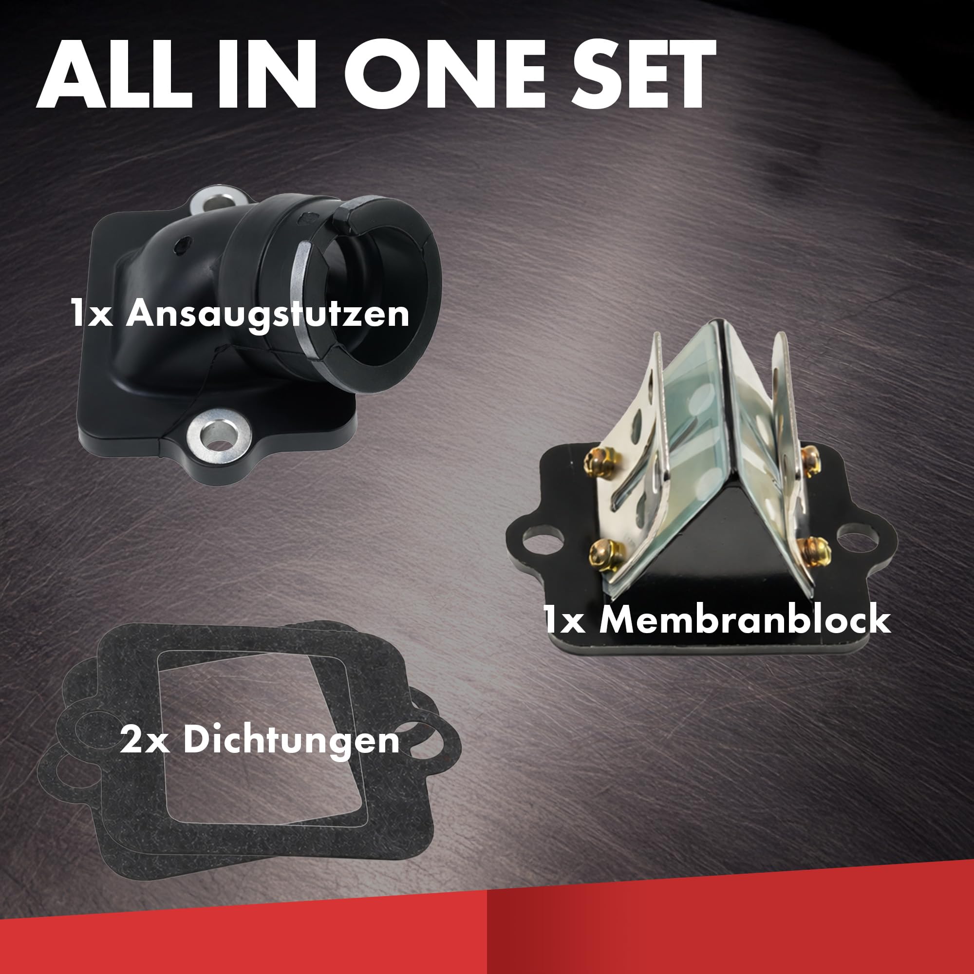 Juego tobera de admisión 2EXTREME con bloque de láminas y juntas compatible con Piaggio NRG, TPH, Zip y Gilera Runner