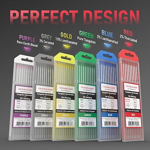 Miniatura 9 de Paquete gris 4 paquetes de 10 piezas (116 pulgadas, 332 pulgadas, 18 pulgadas, .040 pulgadas) YESWELDER TIG Electrodo de tungsteno para soldadura 2%