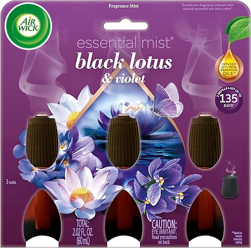 Air Wick Essential Mist - Triple Recambio Loto Negro y Violeta 3 ct.