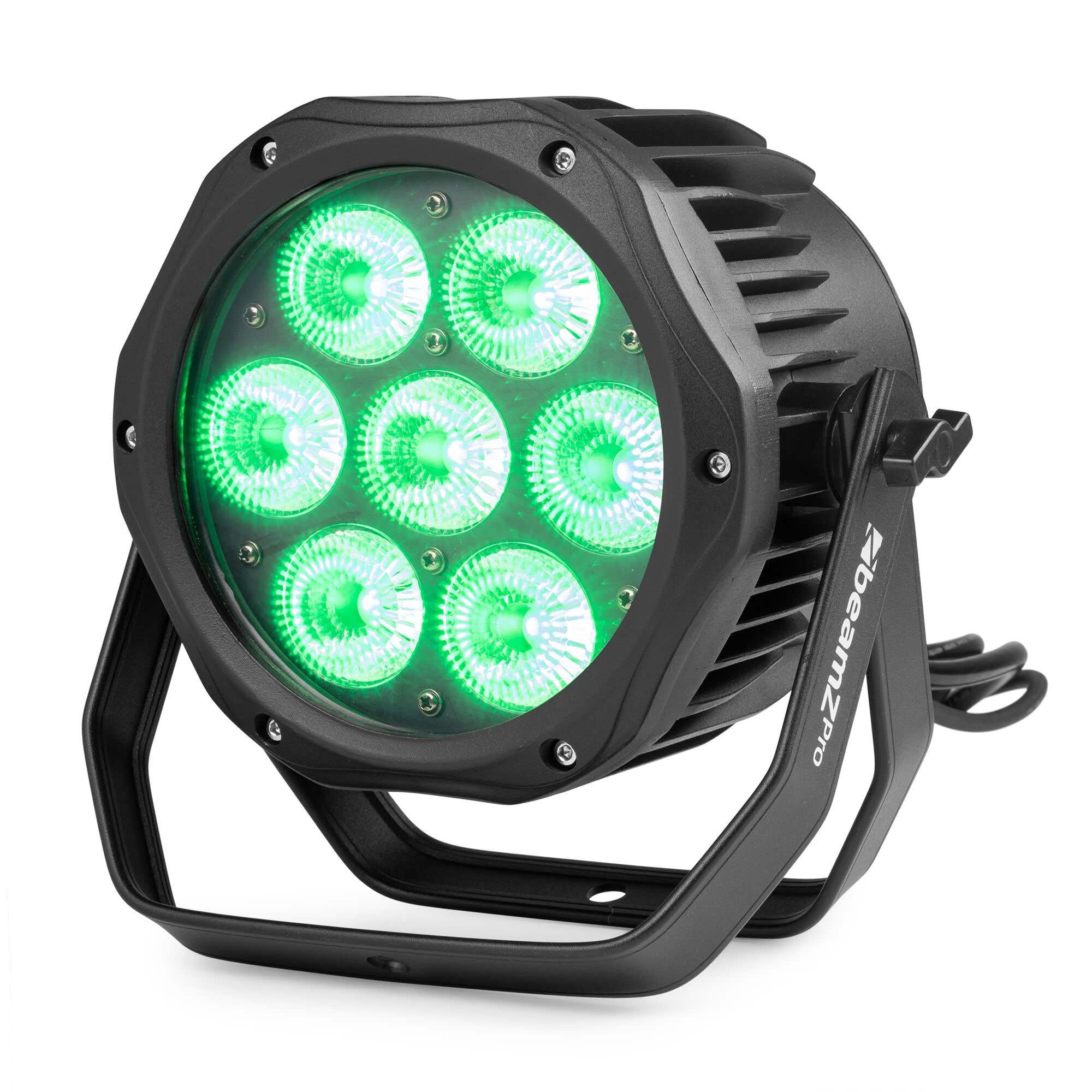 Beamz Professional BWA410 Projecteur PAR CAN IP65-7x LED RGBW, 10W par LED, Aluminium, Boitier Étanche, Utilisation Intérieure ou Extérieure