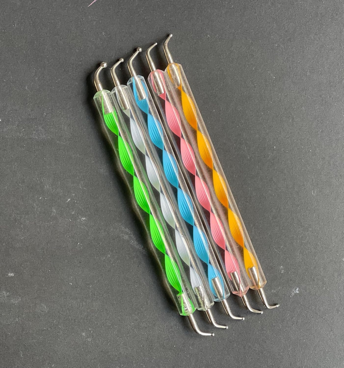 Set of 5 Mandala Curved Dotting Tool Pen Stylus Bent Assorted Dot Sizes Boho Decor Art Nail Art Spiral Ribbon