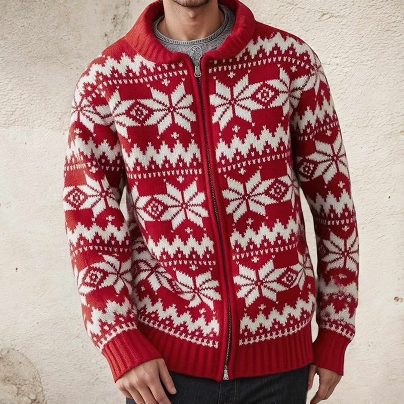 Cardigan da uomo, classico, slim fit, cardigan, vintage, caldo, con chiusura lampo, maglione lavorato a maglia, morbido e leggero