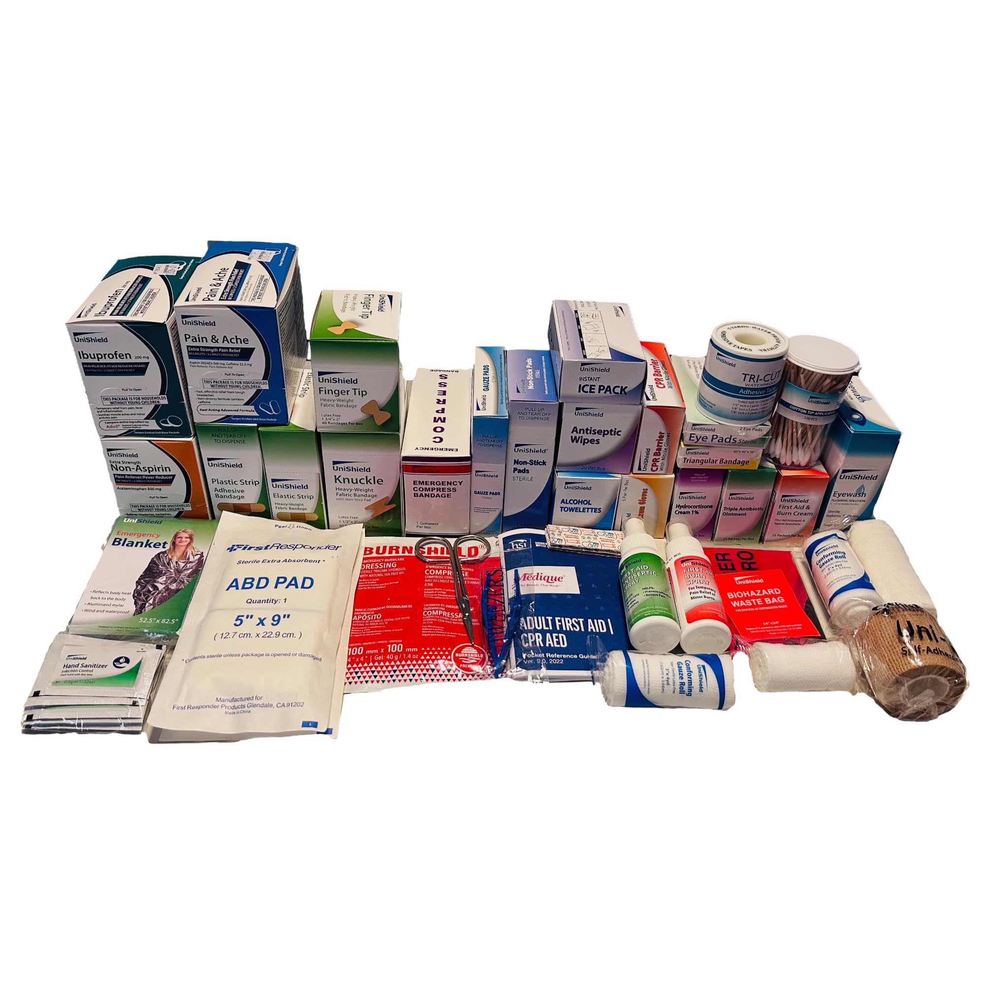 Unishield Class-A First Aid Refills Medications Without Cabinet | Essential Medications for Emergency Preparedness | Ensuring Long-Lasting Reliability | Exceeds OSHA/Ansi Z308.1 2015, Over 900 Pieces