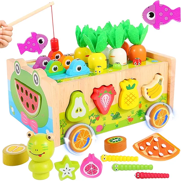 Montessori Toys for 1 Year Old, Wooden Shape Sorter for Infants and Toddlers, Gift for 1 2 3 4 Year Old Boys and Girls, Sensory Toys for Toddlers，Activity Cube，Baby First Birthday Gift