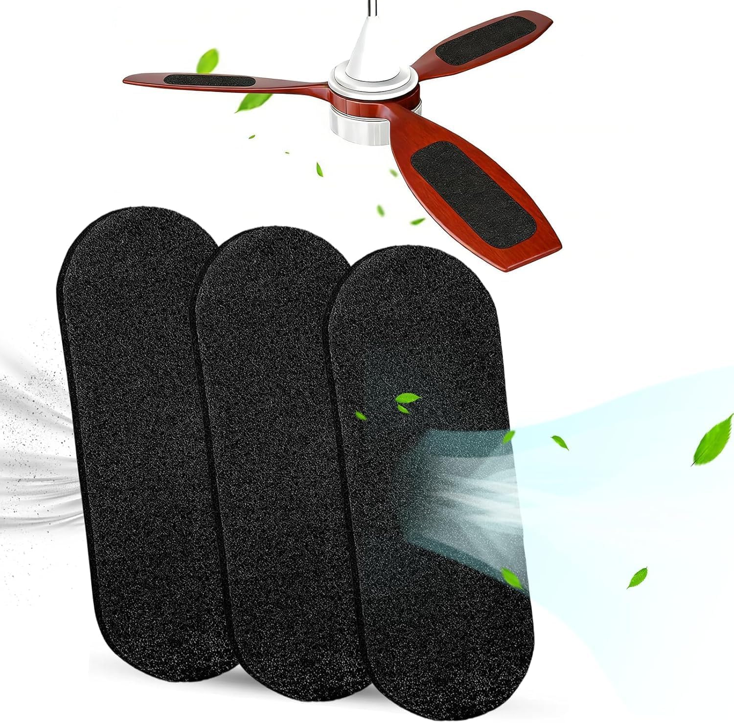 Ceiling Fan Air Filter Pads | Made with Zeolite & Coconut Shell Carbon for Odor, Dust & Smoke Reduction | Universal Fit for All Ceiling Fans | 3-Pack