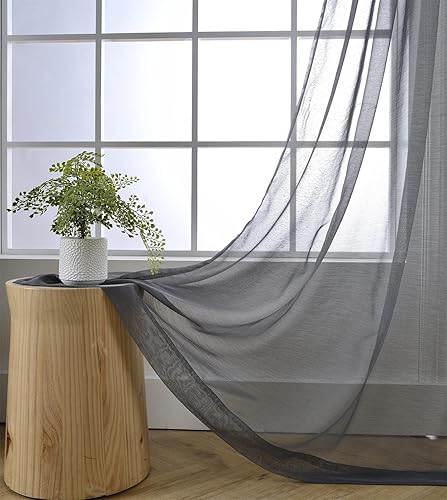 Miniatura 3 de Miuco - 2 paneles de gasa con textura - Cortinas de gasa fuerte - Paneles de cortina para el salón