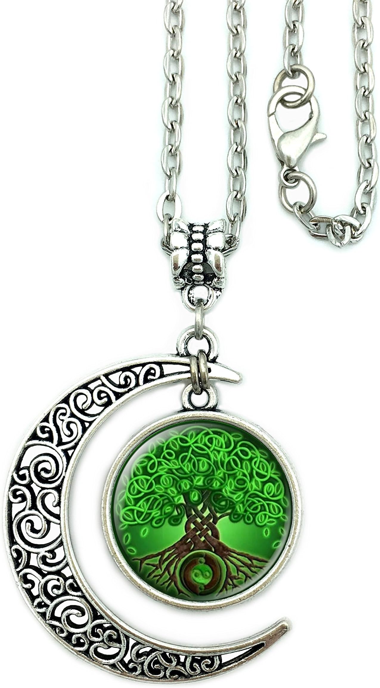 Moon Pendant Celtic Knot Tree of Life Wishing Tree Jewelry Tree Necklace Art Deco Gift