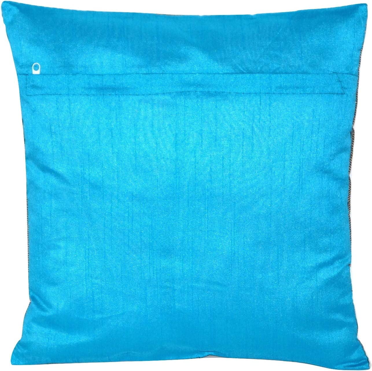 Ruwado Housse De Coussin En Soie Dorée Et Vert Marine - 40 Cm X 40 Cm