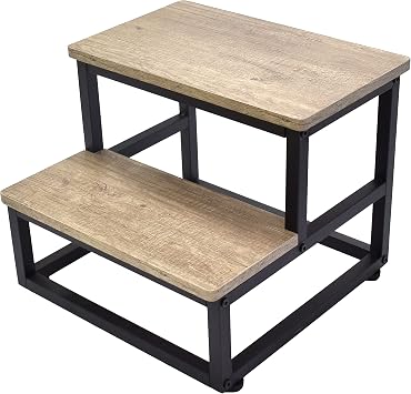 SZLHANJZ Step Stool, Wood & Metal Step Stools for Adults Kids, 500 LB Load