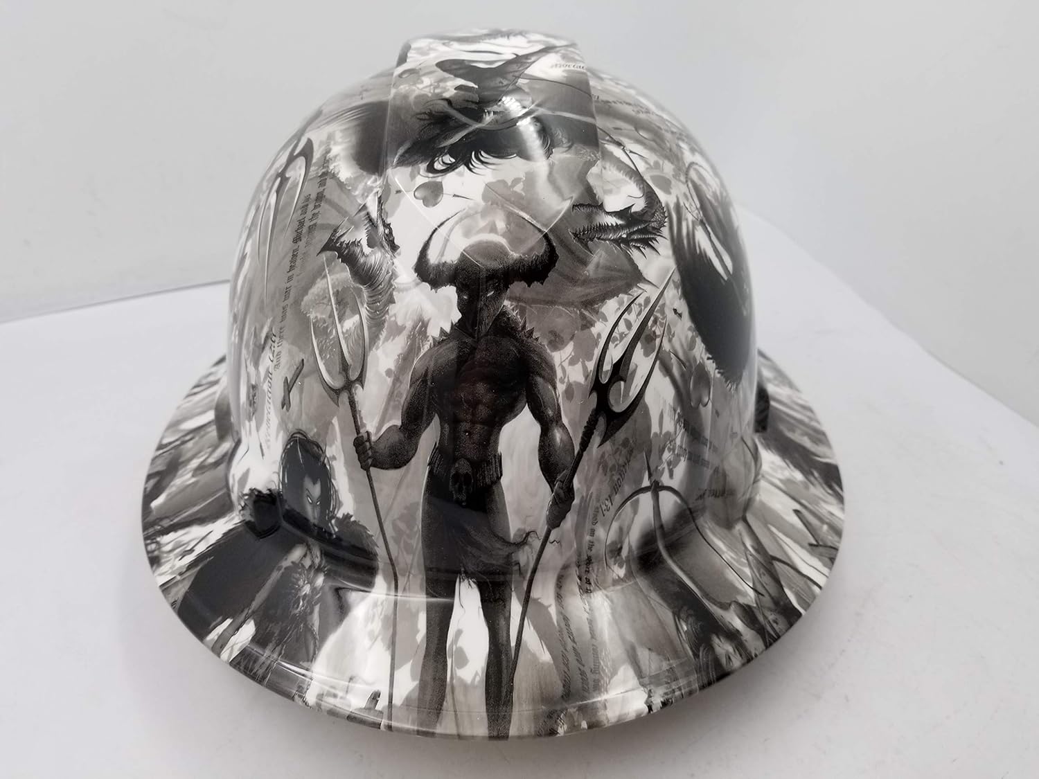 Wet Works Imaging Customized Pyramex Full Brim White Revelations Hard Hat with Ratcheting Suspension