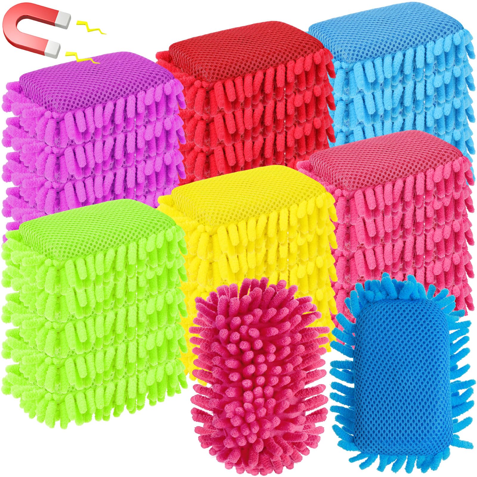 Sherr 30 Pcs Microfiber Shag Dry Erasers Bulk, Vivid Color