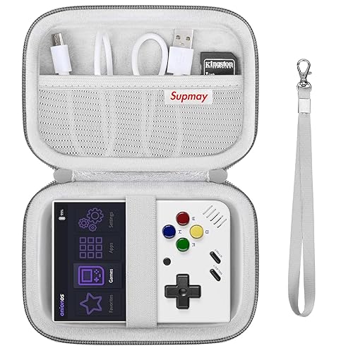 Supmay Carrying Case for Miyoo Mini Plus OnionOS Handheld Game Console, Retro Gaming Console Storage Holder Travel Bag with Mesh Pocket for USB-C