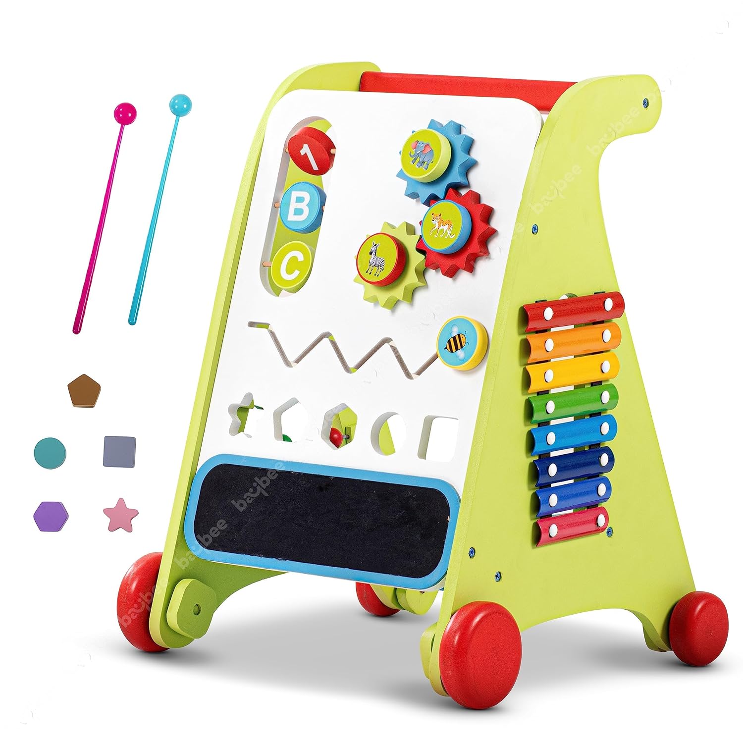 Baybee Walker for Kids with Musixcal Xylophone, Shape Sorter, Rotating Gears & Sliding Beads | Push and Pull Learning Walk