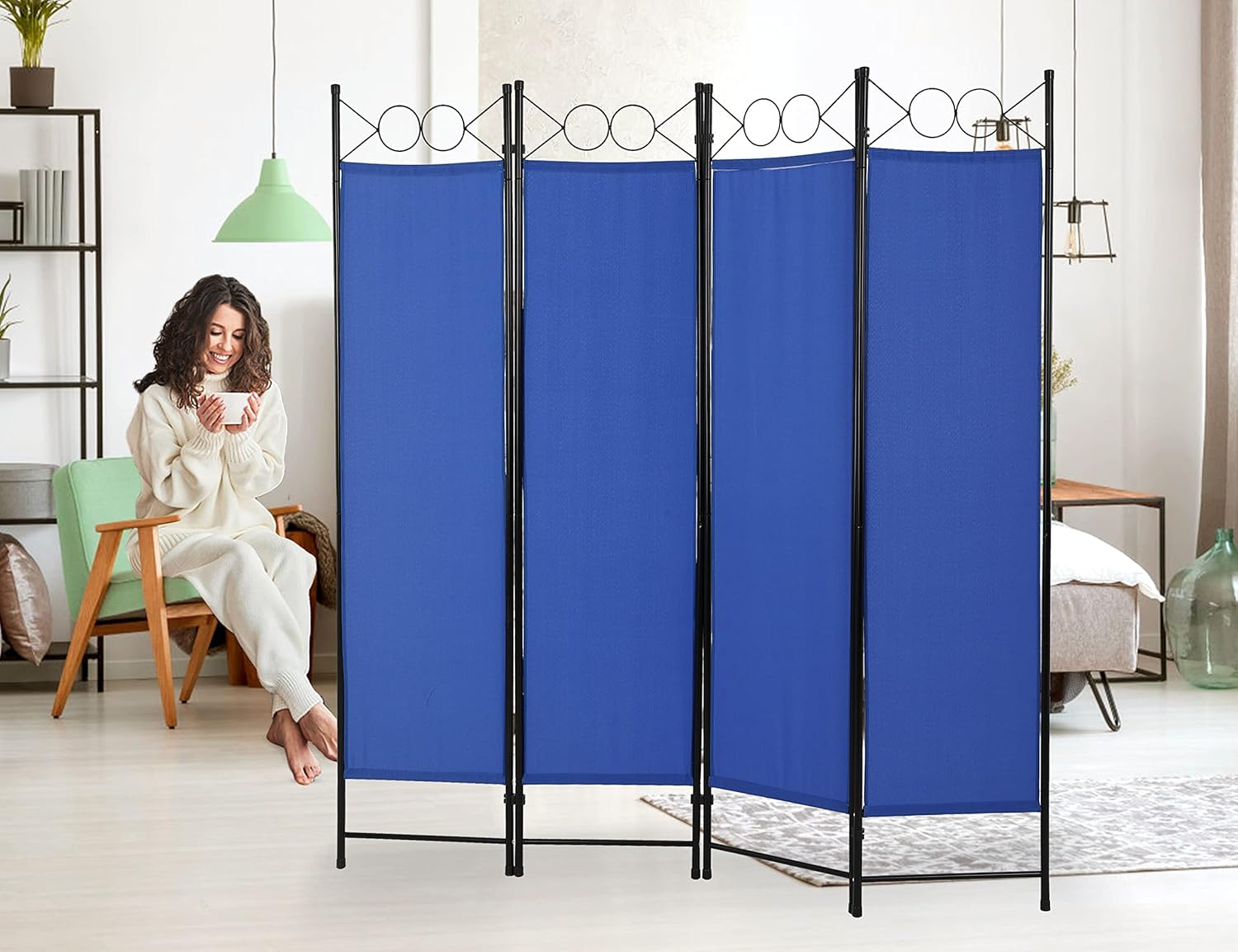 4 Panel Room Divider, Folding Portable Office Walls