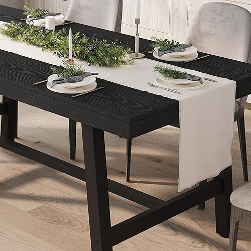 Miniatura 5 de GarveeHome Mesa de Comedor Industrial para 6-8 Personas, Mesa de Cocina de Madera de 70.87" de Largo con Marco de Metal Resistente y Acabado Negro