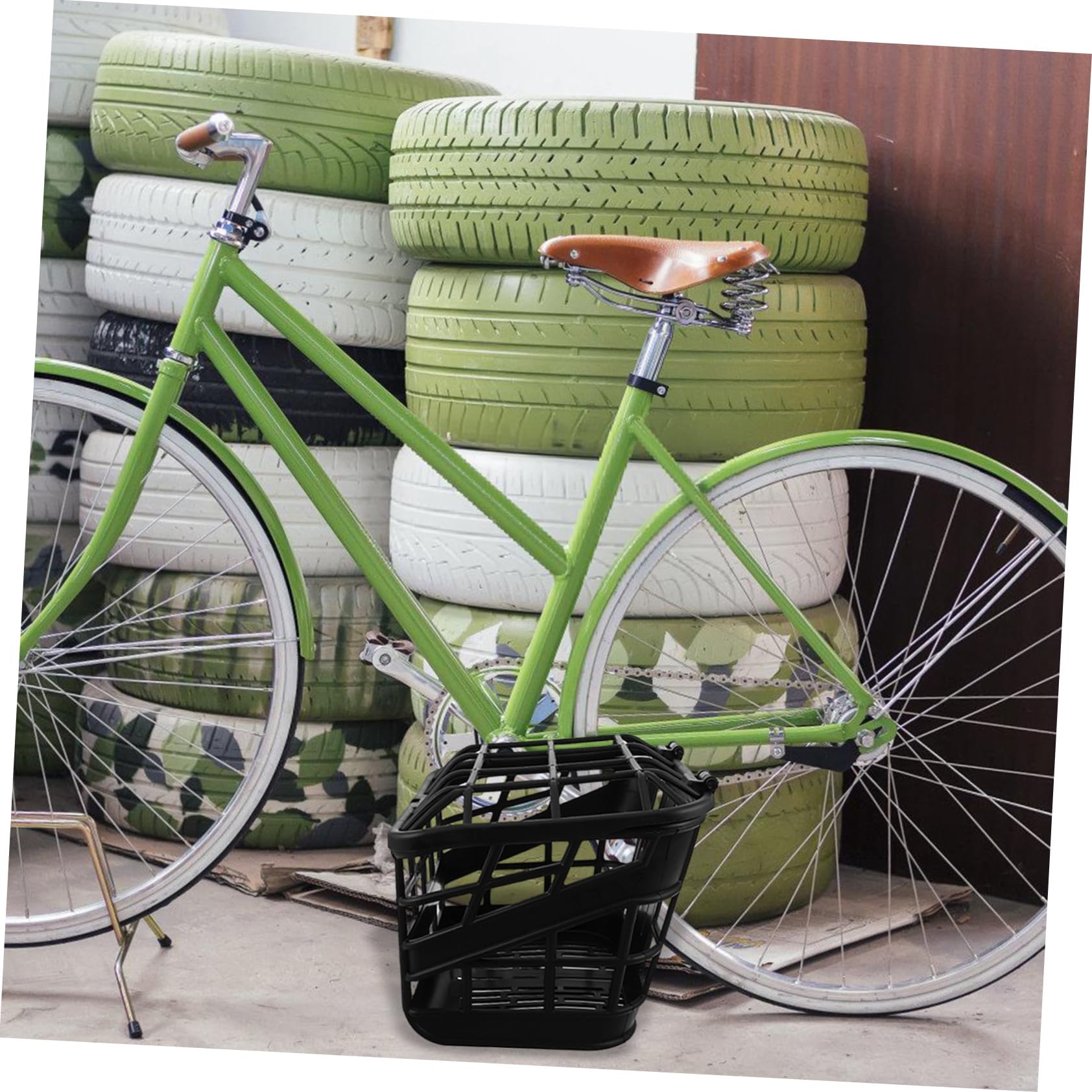 Cesta Delantera de Plástico para Bicicletas Infantiles con Tapa, Negra