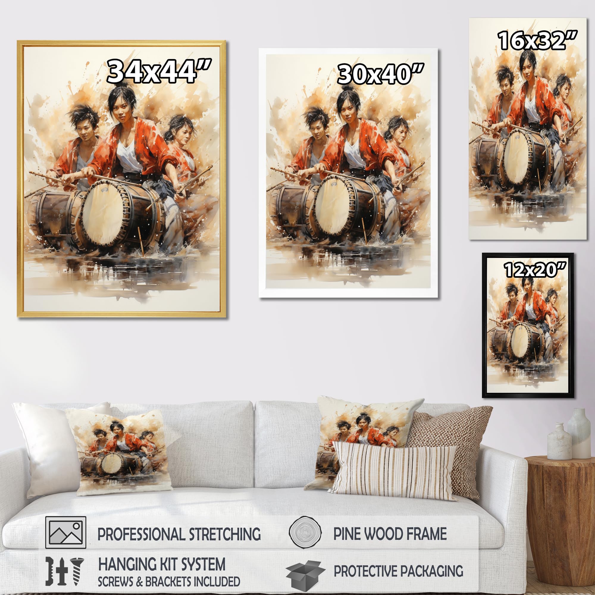 Amazon.com: DesignQ japan art Gold Framed Wall art decor, Japan